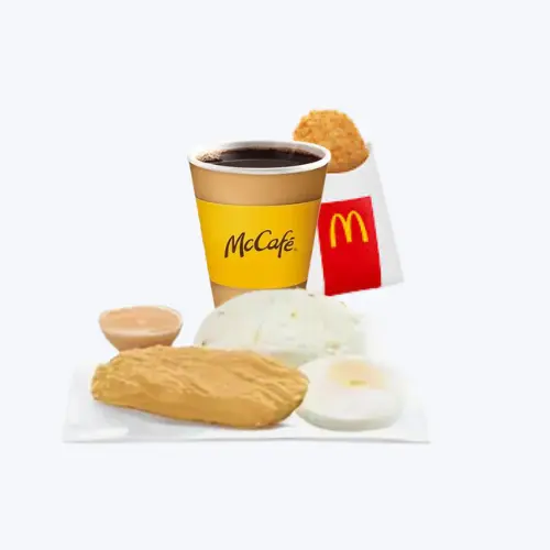 Crispy chicken Fillet with Egg & Hash Brown Meal  