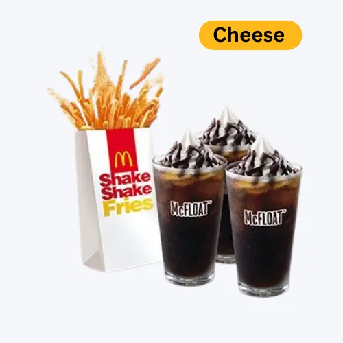BBF Shake Shake Fries cheese N Mcfloat of McDonald's fries menu 